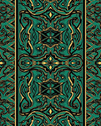 Emerald Gold Stylized Floral Symmetry Rug