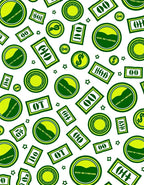 Vibrant Green Dollar Bill Coin Collection Rug