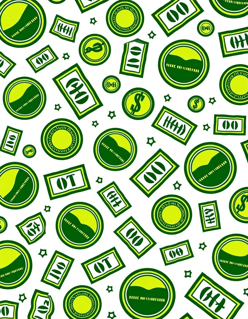 Vibrant Green Dollar Bill Coin Collection Rug