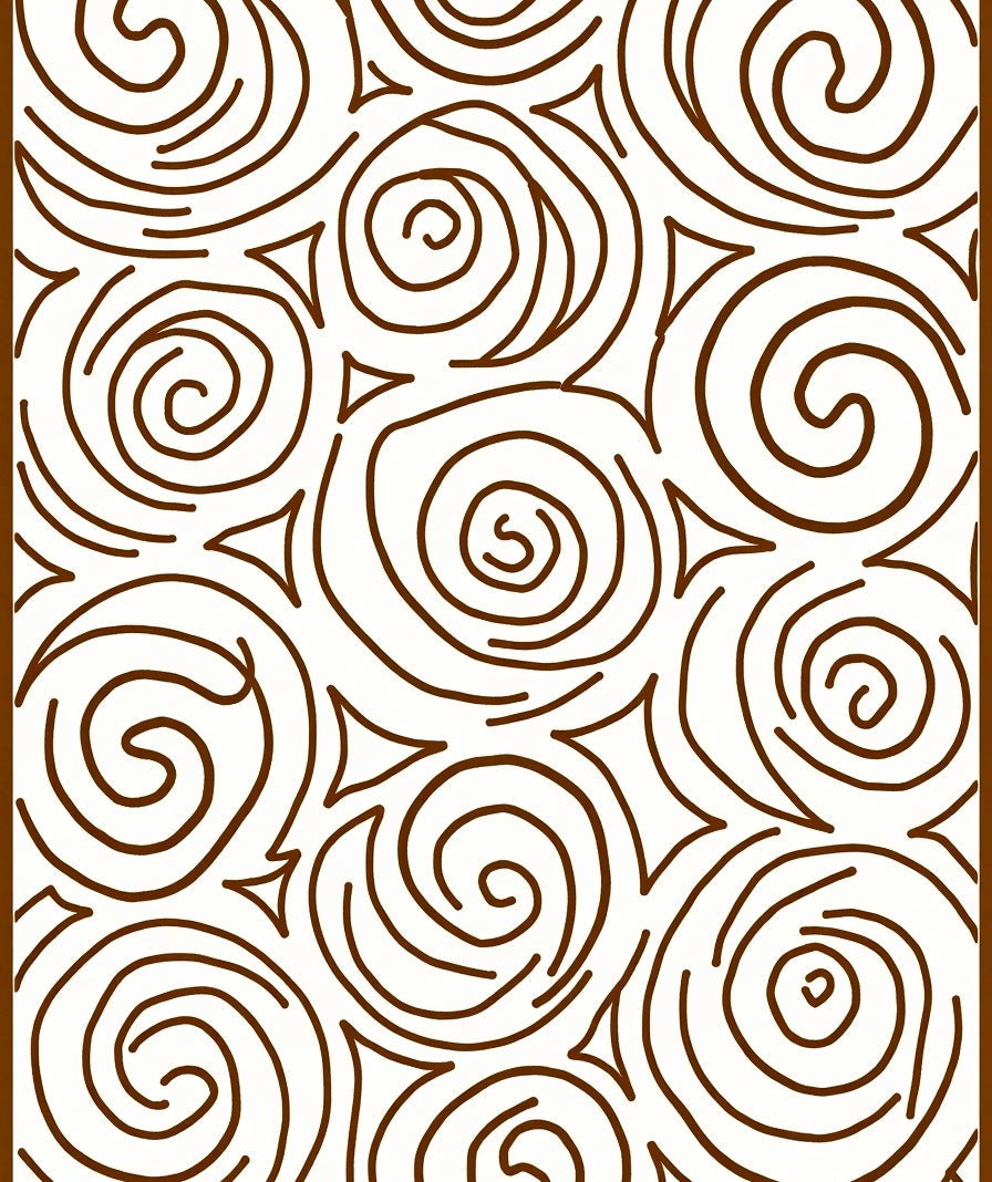 Brown Swirl Rose Medallion Abstract Rug