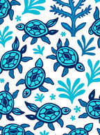 Oceanic Blue Sea Turtle Swirls Rug
