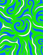 Vibrant Blue and Green Swirls Rug