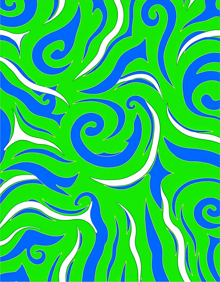Vibrant Blue and Green Swirls Rug