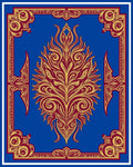 Crimson Gold Floral Medallion Blue Rug