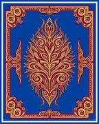 Crimson Gold Floral Medallion Blue Rug