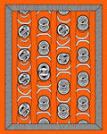 Orange Black White Abstract Stripe Rug