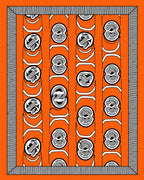Orange Black White Abstract Stripe Rug