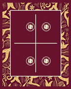 Crimson Gold Botanical Medallion Arrangement Rug