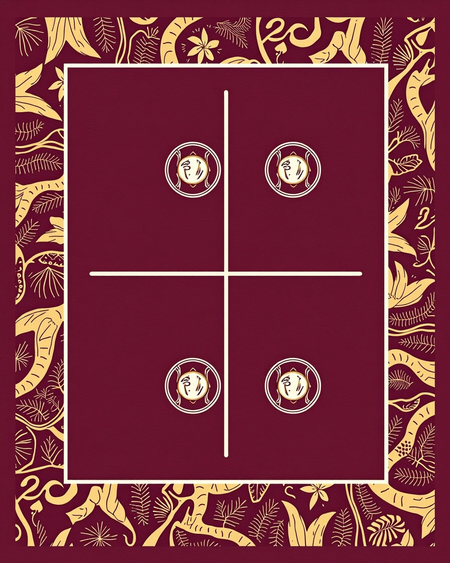 Crimson Gold Botanical Medallion Arrangement Rug