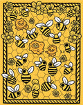 Whimsical Yellow Bee Flower Honeycomb Rug