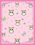 Sweet Owl Butterfly Pink Whimsy Rug