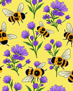 Yellow Bee and Purple Flower Meadow Rug