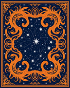 Ornate Blue Celestial Night Swirl Rug