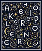 Celestial Alphabet Navy Geometric Rug