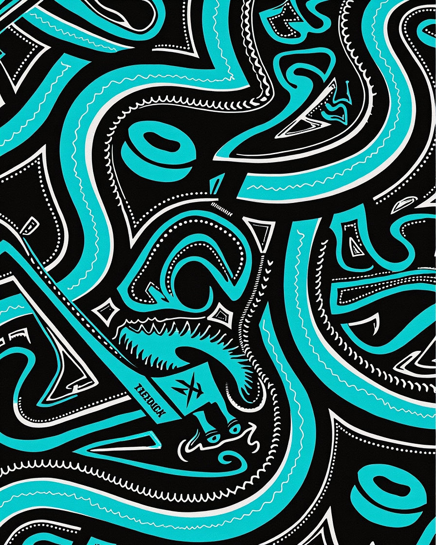 Bold Turquoise Swirl Abstract Contemporary Rug