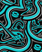 Bold Turquoise Swirl Abstract Contemporary Rug