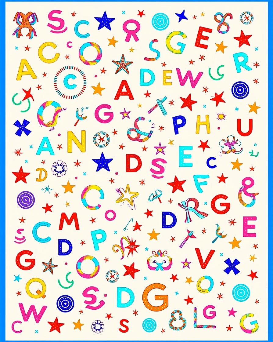 Charming Alphabet Starburst Scatter Rug
