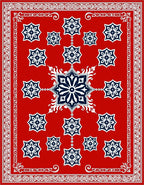 Crimson White Starburst Medallion Rug