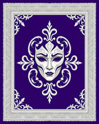 Elegant White Venetian Mask Purple Rug