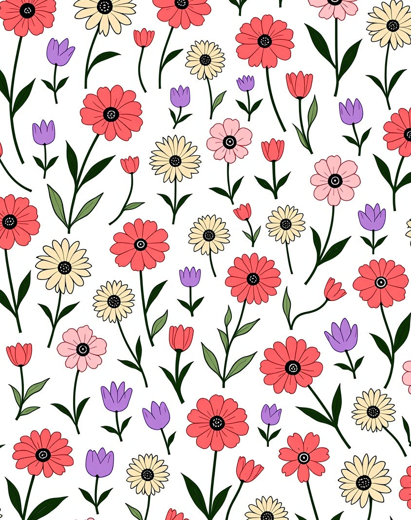 Coral Pink Daisy Tulip Garden Rug