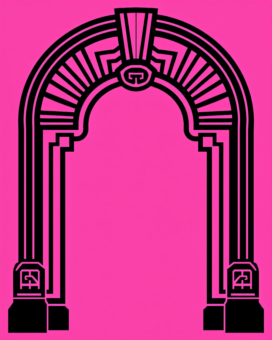 Black Archway Geometric Deco Entrance Rug