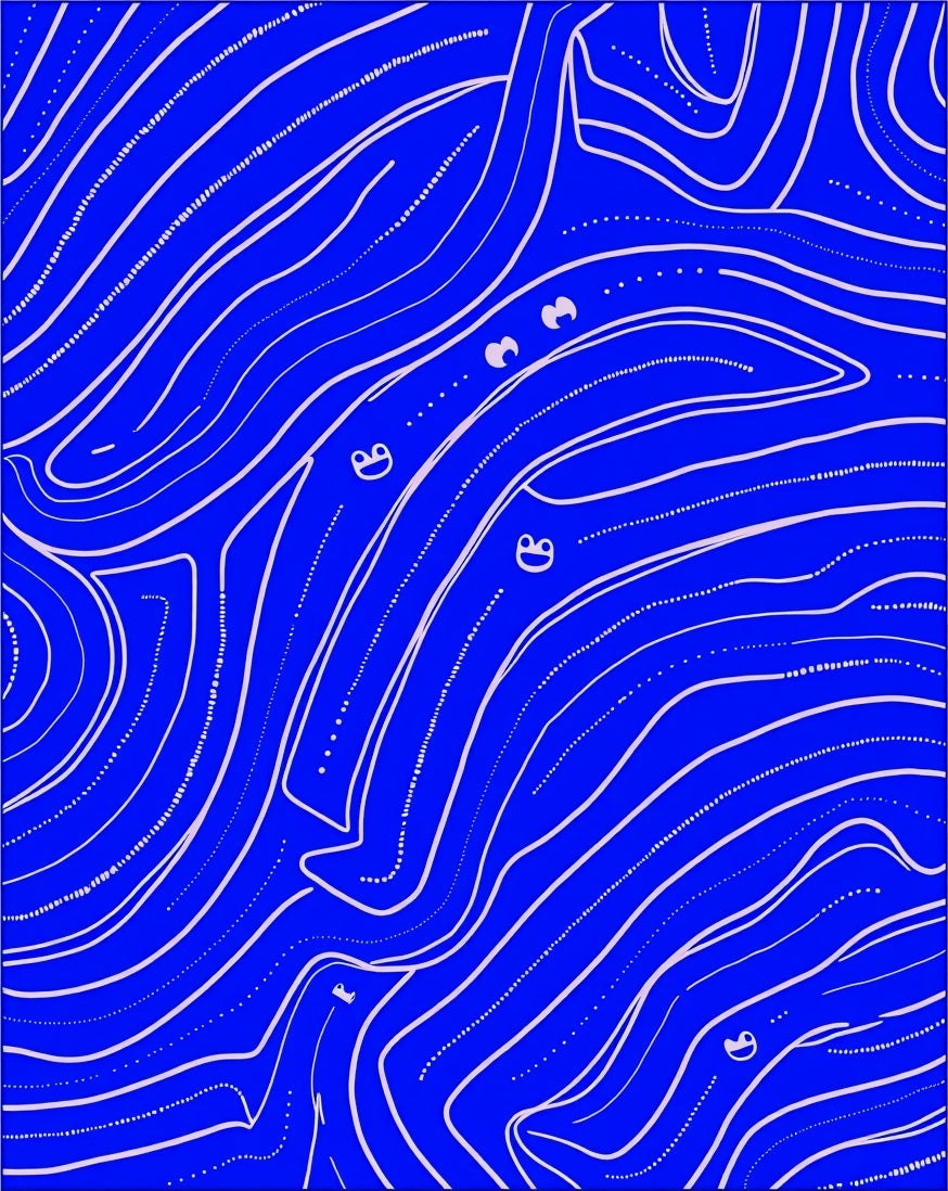 Cobalt Blue Flowing Whimsical Lines Rug
