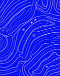Cobalt Blue Flowing Whimsical Lines Rug
