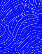 Cobalt Blue Flowing Whimsical Lines Rug
