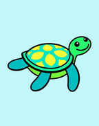 Cute Blue Green Yellow Turtle Rug