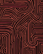 Coral Abstract Labyrinth Lines Rug