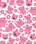 Playful Pink Kittens Flower Arrangement Rug