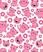 Playful Pink Kittens Flower Arrangement Rug