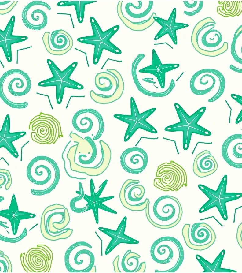 Coastal Teal Starfish Swirls Rug