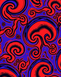 Crimson Blue Swirling Visual Art Rug