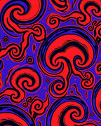 Crimson Blue Swirling Visual Art Rug