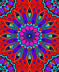 Vibrant Red Feathered Mandala Rug