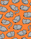 Orange Gray Cartoon Cat Repeating Rug