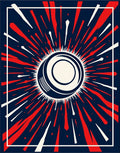 Crimson White Sunburst Graphic Rug