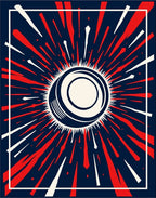 Crimson White Sunburst Graphic Rug