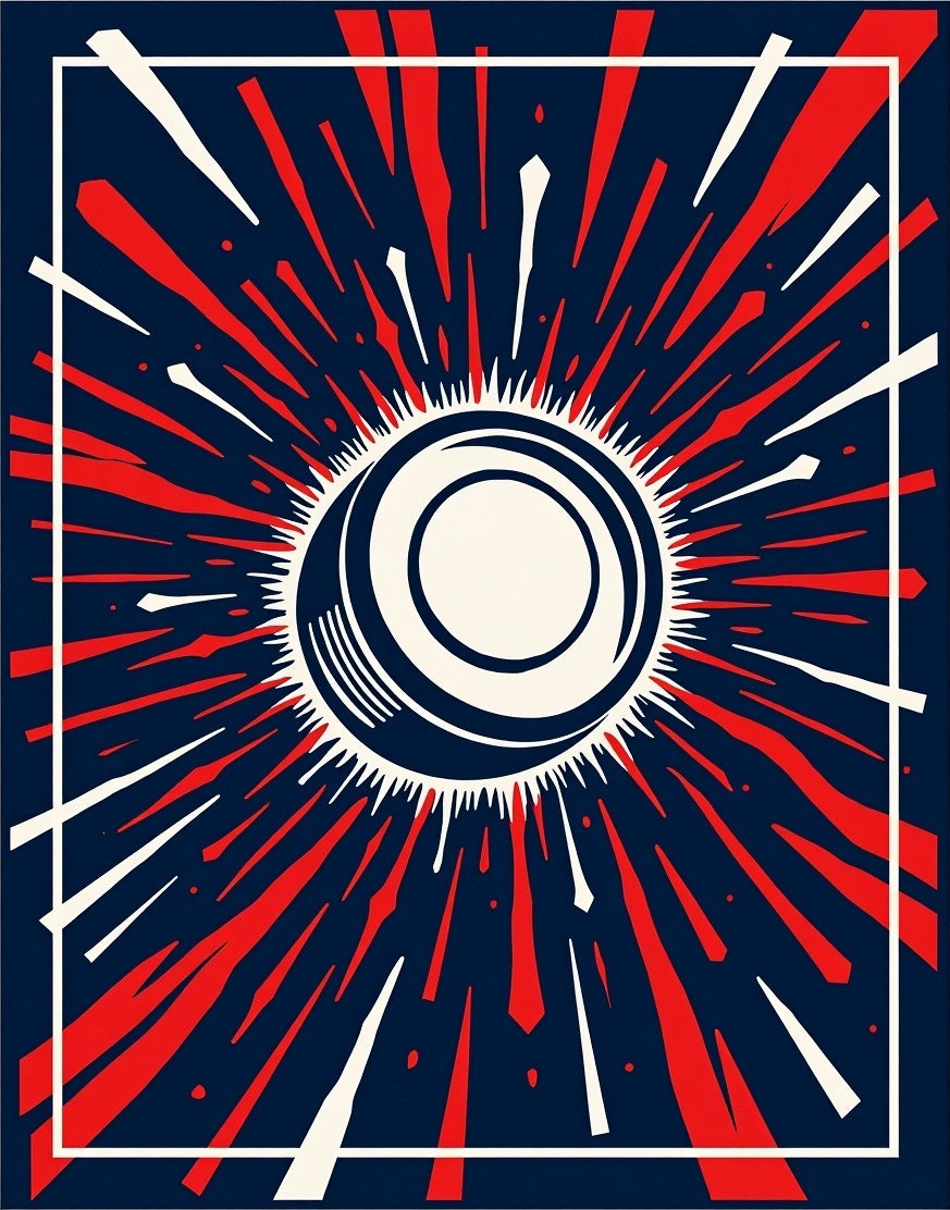 Crimson White Sunburst Graphic Rug