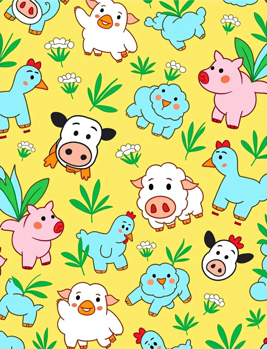 Cheeky Farm Animals On Yellow Field Rug