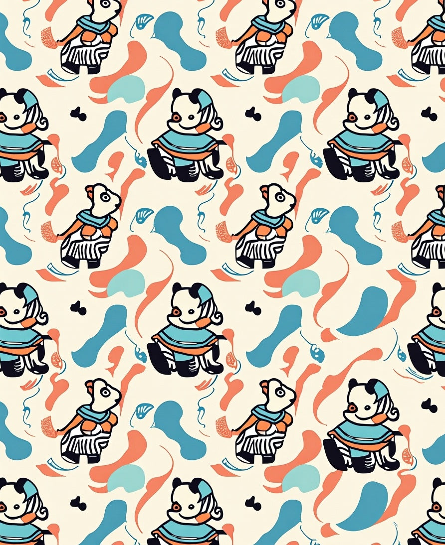 Playful Panda Bear Abstract Shapes Rug