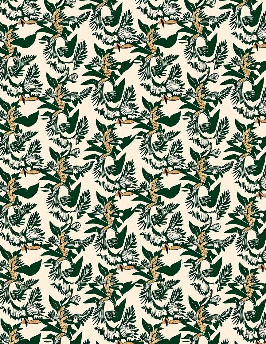 Lush Green Leafy Floral Arrangement Rug