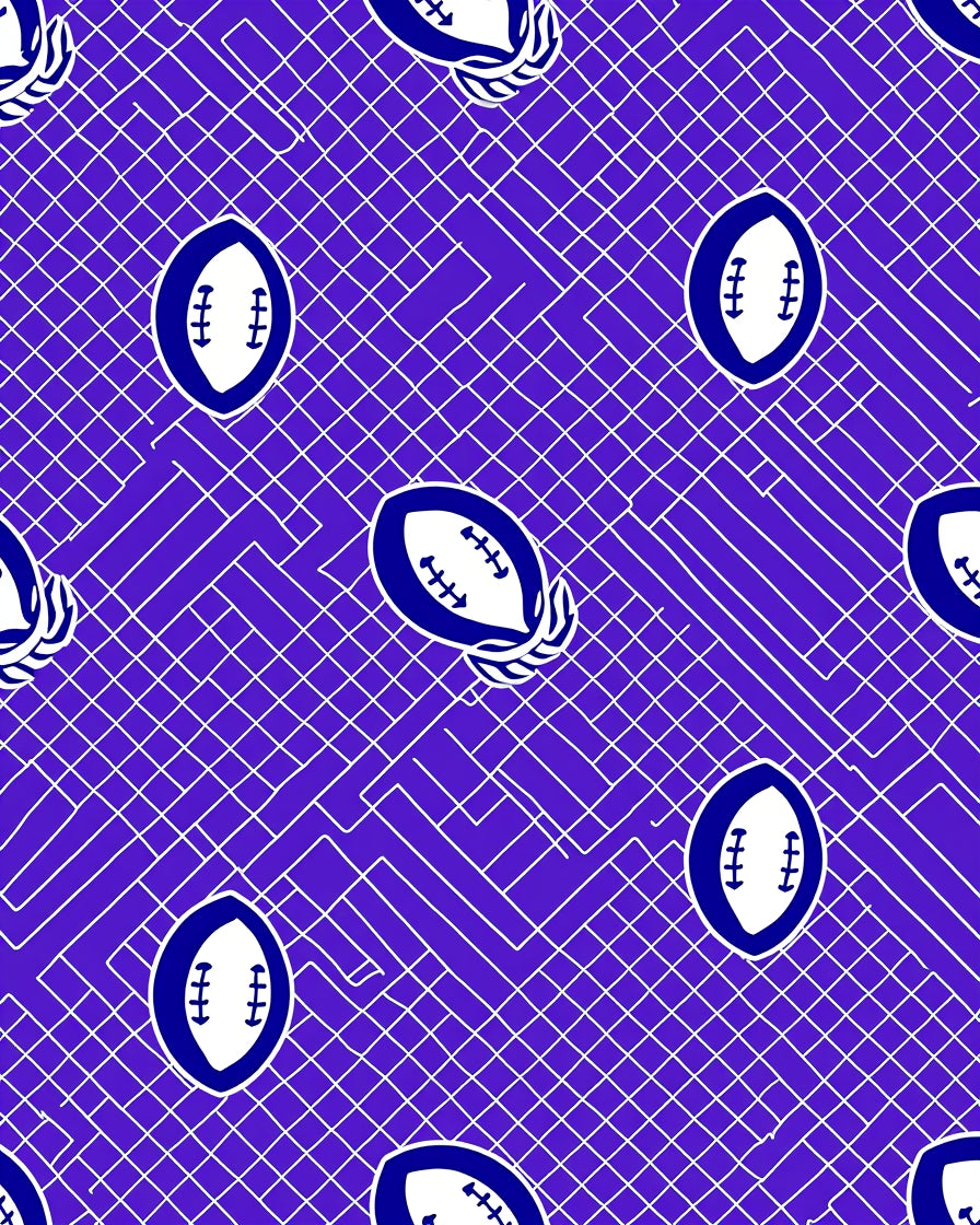Royal Blue Football Geometric Grid Rug