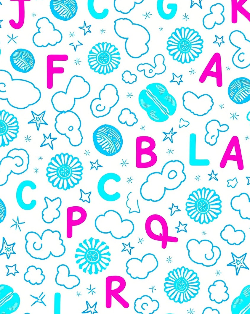 Cute Alphabet Clouds and Stars Rug