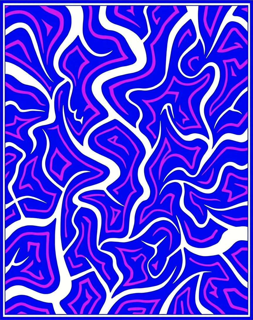 Bold Blue Pink Abstract Flow Rug