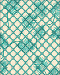 Turquoise Lattice Tropical Leaf Art Rug