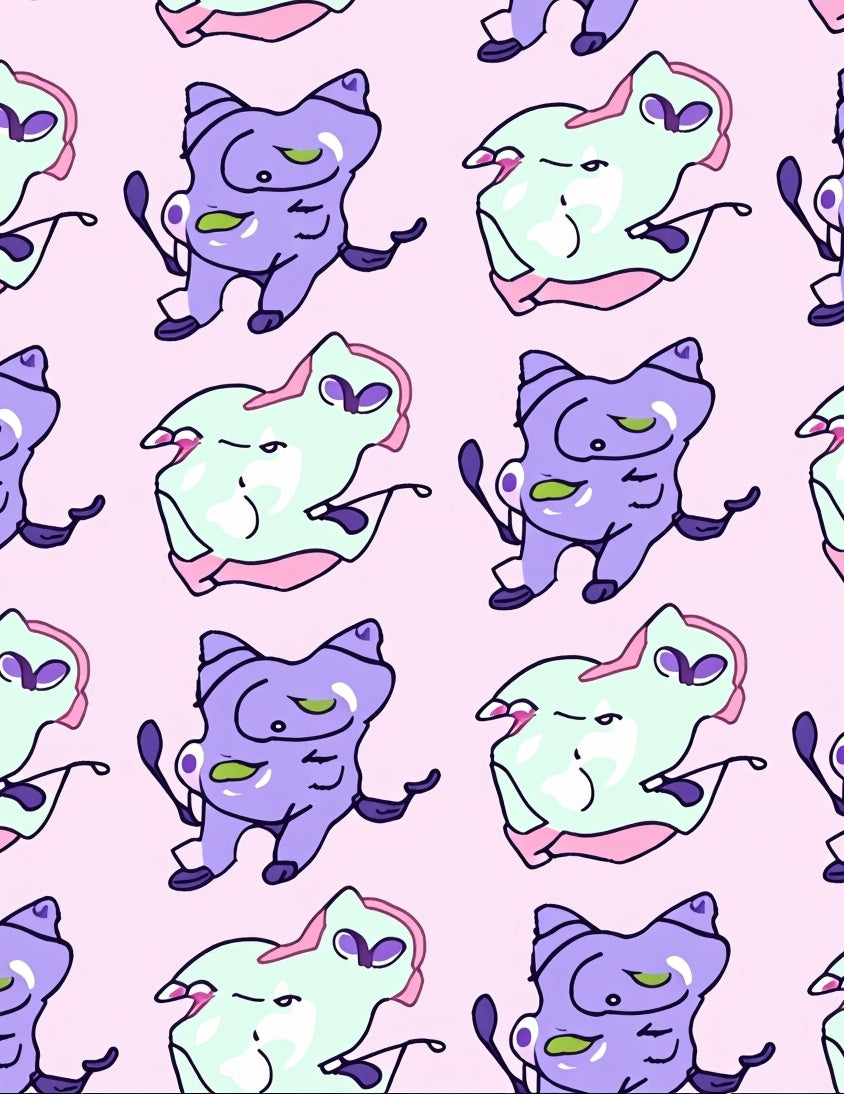 Whimsical Purple Mint Creature Collage Rug
