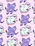 Whimsical Purple Mint Creature Collage Rug