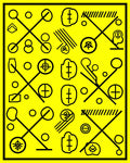 Bold Yellow Graphic Abstract Symbols Rug